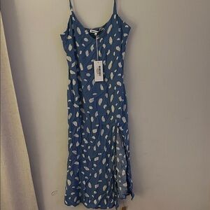 Reformation Blue and White Midi Dress